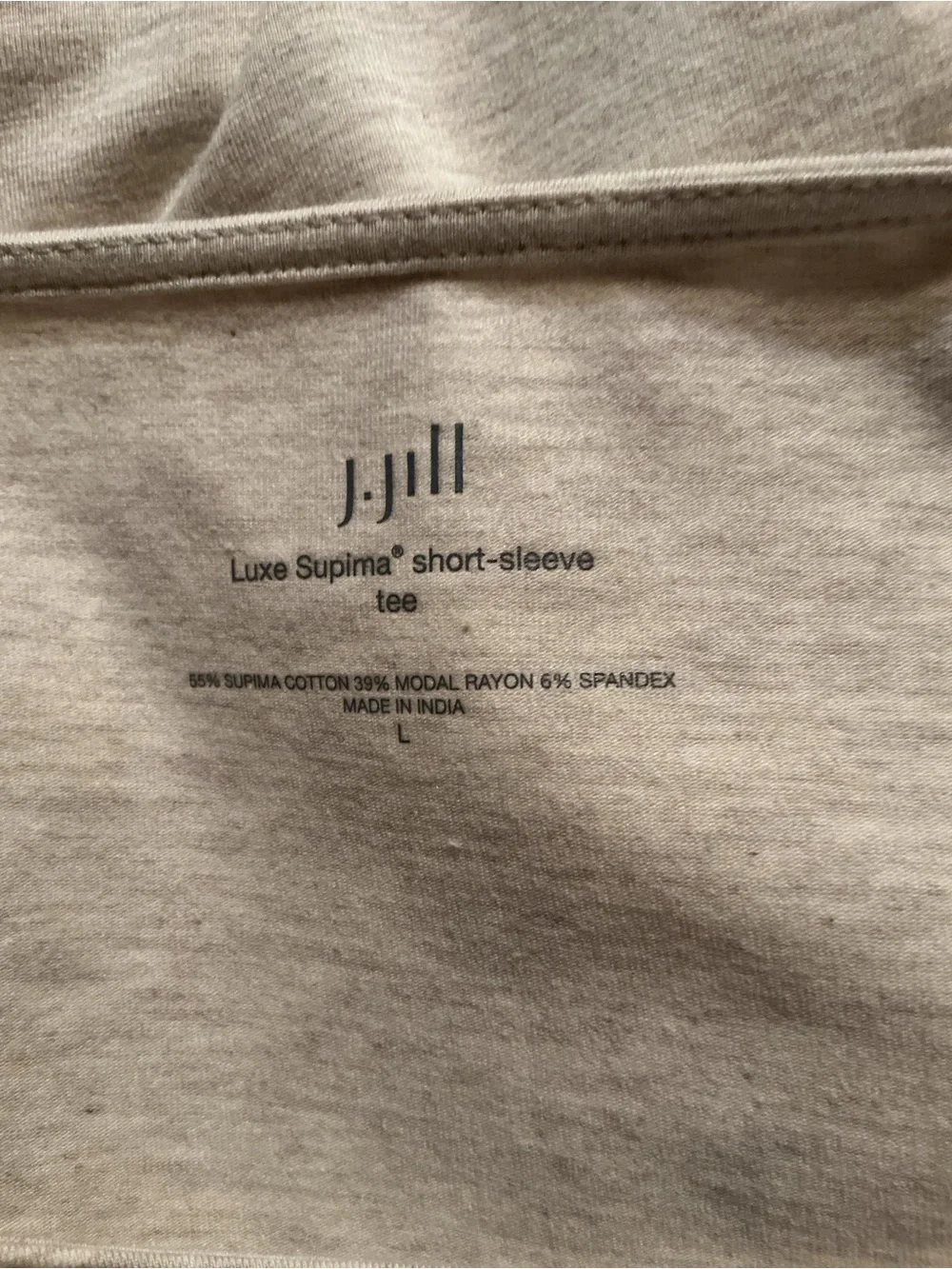 J. Jill Luxe Supima Short-Sleeve Tee in Natural Beige L